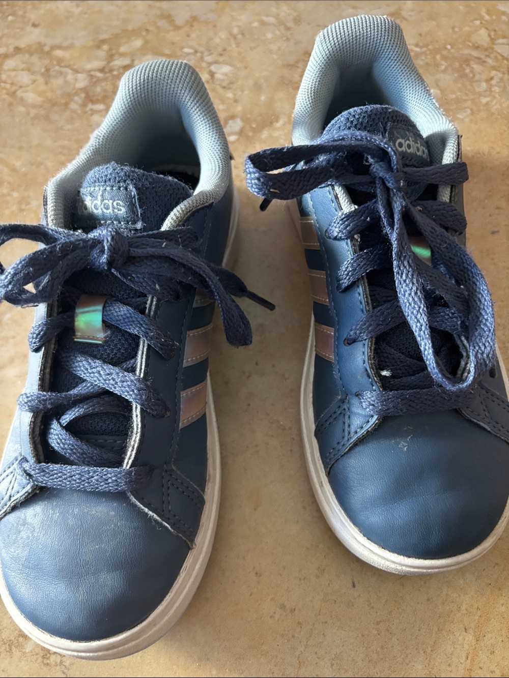 adidas Kids Navy Sneakers with Iridescent Heel - Picture 6 of 11